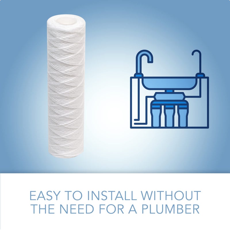 CFS â€“ 10" x 2.5" Universal String Wound Sediment Water Filter Cartridges for Most 10-Inch RO Unit â€“ Remove Bad Taste & Odor â€“ Whole House Replacement Filter Cartridge â€“ 5 Micron â€“ 6 Pack - Image 5